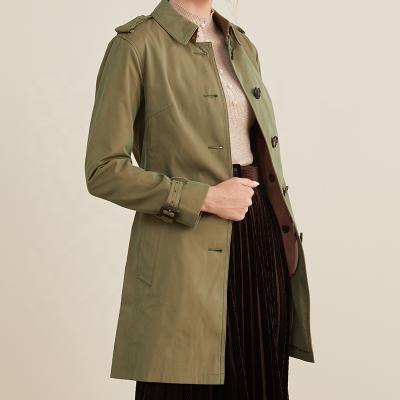 China new Anti-wrinkle turn-down collar with hook-and-eye coat trench ladies khaki anorak for sale