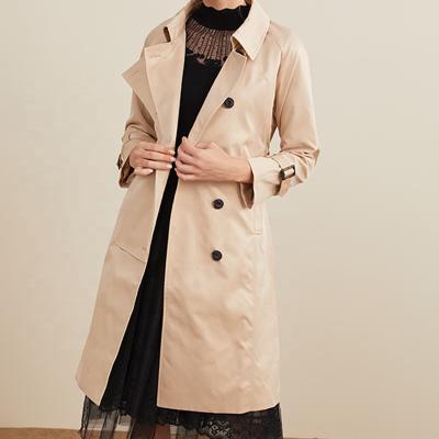 China Wholesale Anti-wrinkle Women Spring Fashion Solid Color Button Long Turn-Down Collar Anorak for sale