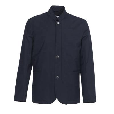 China Breathable Men's Winter Business Casual Collar Stand Collar Huiquan Jacket Navy Blue Wool Blend Overshirt for sale