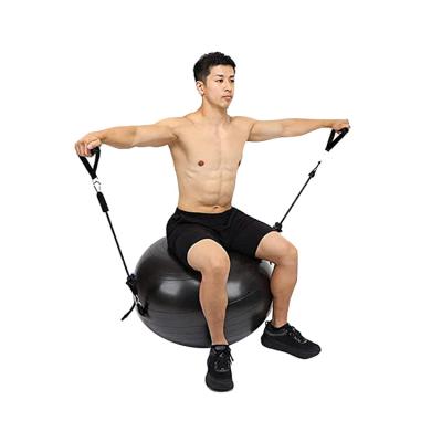 China Wholesale New Round 3 in 1 Stability Ball 65cm PVC Pilates Yoga Ball with Grip and Resistance Bands for sale