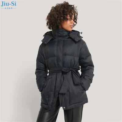 China Winter New Design Breathable Oversized Women's Solid Color Padded Bottom Belted Padded Jacket for sale