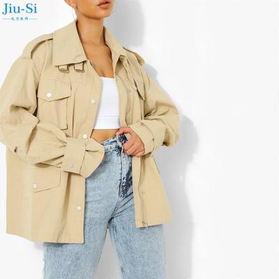 China High Quality Breathable Plus Size Spring Autumn Custom Utility Pocket Parka Jacket Coat Anti-pilling For Women for sale