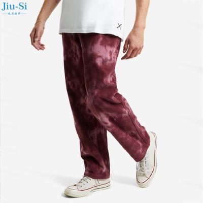 China Red Spring Autumn Pants Men Trousers Anti-pilling Tie Dye Hip Hop Streetwear Fashion 100%Cotton Corduroy for sale