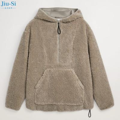 China OEM Reversible Winter Fleece Half Zipper Thick Hooded Coat Men's Oversized Jacket Coat With Side Zipper for sale