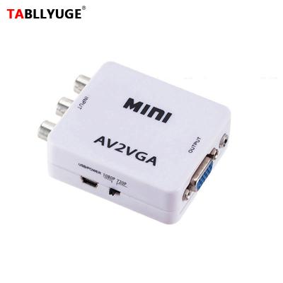 China Input AV To RCA CVBS Converter AV VGA Output AV To VGA Video Converter AV2VGA Stable Quality With 3.5mm Audio To PC HDTV Converte RCA To VGA For TV Monitor HD Video for sale