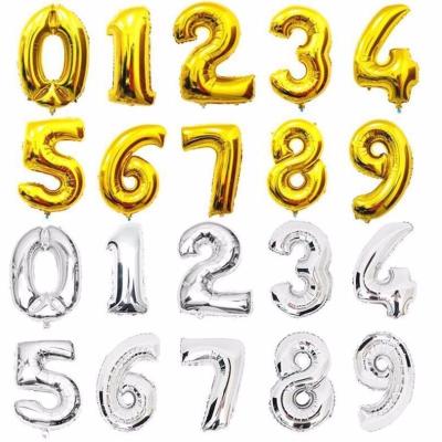 China Multifunctional Aluminum Balloons 16INCH Gold Silver Alphabet Letters A-Z And Arabic Number 0-9 Foil Balloon Christmas Birthday Party Decoration for sale