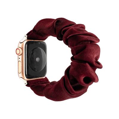 China Cute Pattern Printed Wristband Band Woman Girl Cloth Scrunchie Soft Elastic Cloth Replacement Wristband For Apple Watch for sale