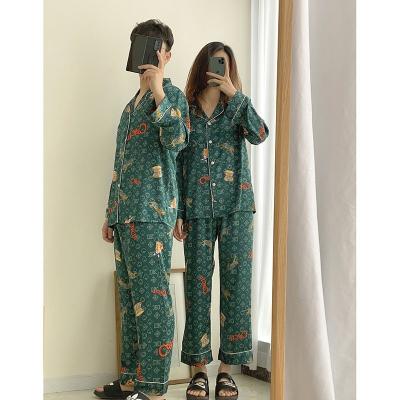 China New Thermal Spring and Autumn Long Sleeves Couples Home Wear Women's Pijamas Women's Sleepwear Female Ice Silk Pajamas for sale