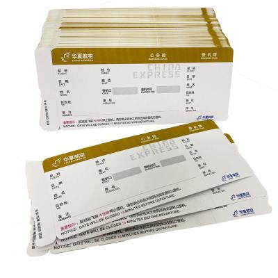 China Waterproof High Quality Customized Thermal Printing Boarding Pass Printing Film Admission Entry Plane Ticket for sale