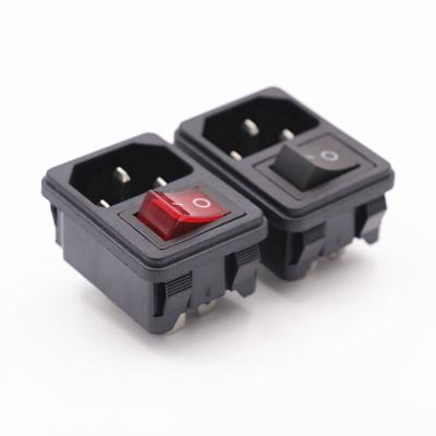 China HB7-113 Power Socket AC Power Push Button Switch 10A 250V Rocker Switch With AC02A Fuse for sale