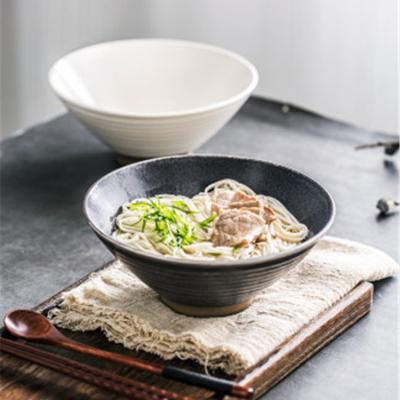 China Restaurant Hotel Stoneware Noodle Sustainable Tableware Embossed Bowls Personalized Japanese Ceramic Bowl for sale