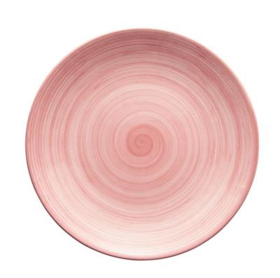 China Sustainable Hand Painted Grain Bulk Pink Color Hotel Used Rustic Porcelain Dinner Dishes for sale