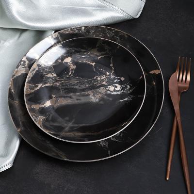 China Viable modern black color restaurant dinnerware luxury good quality italain ceramic dish set for sale