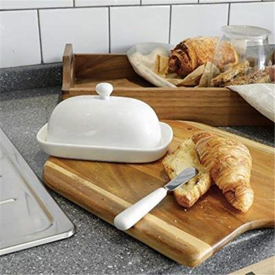 China Sustainable Western Hot Sale High End Cheap Price Decorative White Ceramic Butter Dish for sale