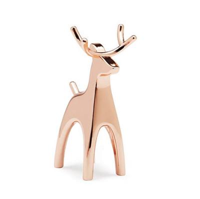 China Eco - Friendly Weddings Decor Rose Gold Deer Shape Ceramic Ring Holders Ring Holder Jewelry for sale