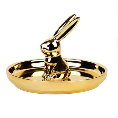 China Eco-friendly Lady Cheap Animal Design New Arrivals Gold Ring Dishes Ceramic Jewelry Dish for sale