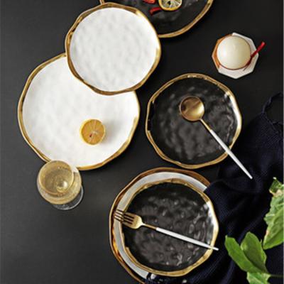 China Sustainable New Design Banquet Luxury Stoneware Dinner Plate Catering Dinner Plate For Weddings for sale