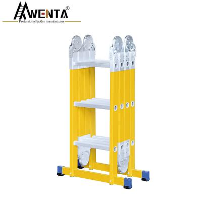 China Multifunctional Folding Ladders 4X3 EN131 Fiberglass Ladder Fiberglass Step Ladder Universal Ladder for sale