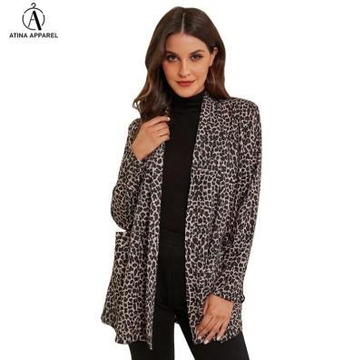 China 2021 New Plus Size Fashionable Women Clothes Stylish Leopard Print Cardigan With Side Pockets for sale