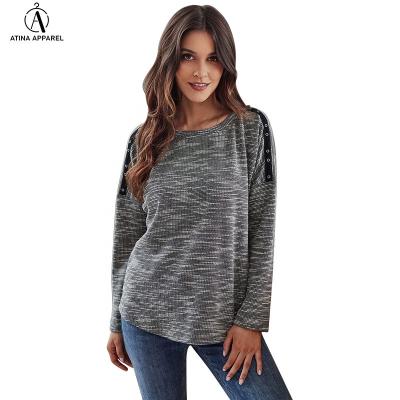 China 2021 New Arrival Viable Tunic Loungewear Drop Shoulder Scoop Top Neck With Rivet Belt Details Striped Tops for sale