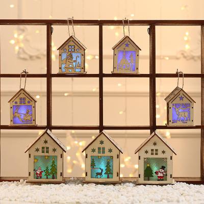 China Christmas Decorations Chirstmas Decor Hotel Christmas Tree Wooden Luminous Decorations Kids Christmas Home DIY Handmade Pendants for sale