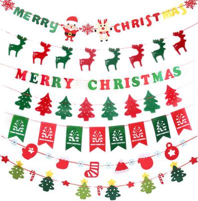 China Chirstmas Decor Felt Non-Woven Fabric Letter Pull Flag Indoor Felt Hanging Banner Christmas Tree Ornament Christmas Decorations Christmas Gift for sale