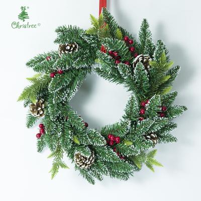 China Chirstmas decor factory direct supply simulation snow branches and leaves garland falling integrated cones and plums red decorations party for sale