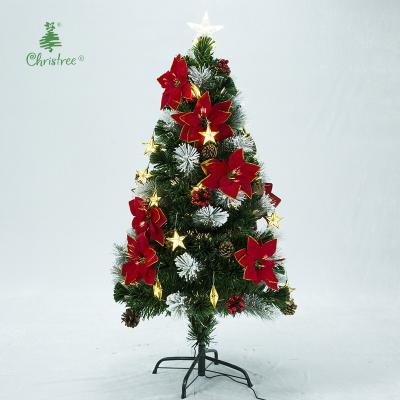 China Chirstmas Decor New Pinecone Christmas Tree Blossom Glitter Christmas Tree Large Luxury Red Fiber Optic Fruit Tree for sale