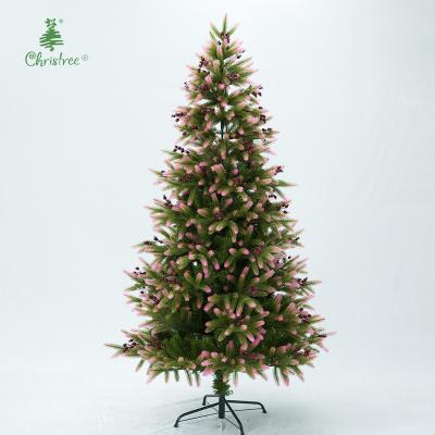 China Chirstmas Decor New Years Decoration Stitch Dyed Branches And Leaves Pink Christmas Tree With Red Fruit Christmas Tree Christmas Decorations Luxury for sale