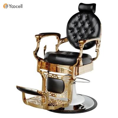 China Newest Contemporary High Quality Golden Heavy Duty Barber Chair Salon Barber Chair Hydraulic Equipment for sale