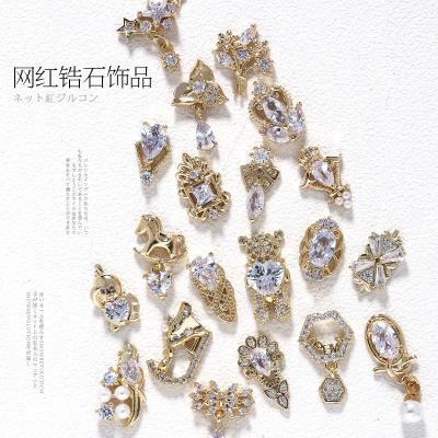 China For Nail Art Nails Rhinestone Zircon Gold Nail Art Metal Nail Decorations Designers Charm Tables Accessories for sale