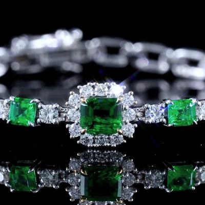 China Factory Price CLASSIC Custom Moissanite Emerald 925 Sterling Silver 18K Gold Plated Bracelet for sale