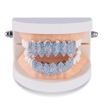 China Fashion CLASSIC Custom Hip Hop Jewelry 925 Sterling Silver Iced Out VVS Diamond Round Cut Honeycomb Moissanite Teeth Grillz For Men for sale