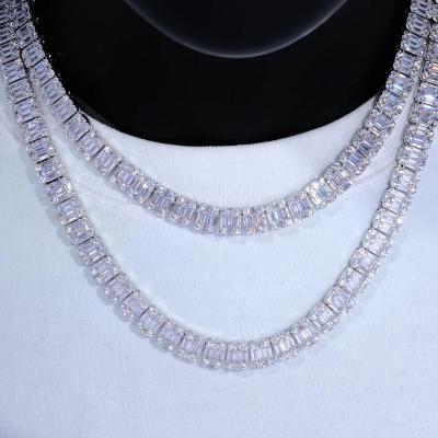 China Factory CLASSIC Non-fading In Stock Silver Women's Men's Women's Silver Women's Chain 10mm Fine Jewelry Gra 925 VVS Moissanite Baguette Tennis Chain for sale