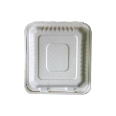 China Recycled Materials Waterproof Compostable Biodegradable Molded Sugarcane Clamshell Food Container Pulp Burger Wrap , 8