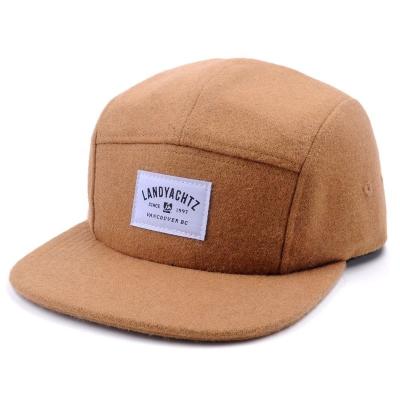 China Fashion 7 Panel Brim Flat Hat Wool Material Custom Logo With Woven Label Custom Hat Sport Hats for sale