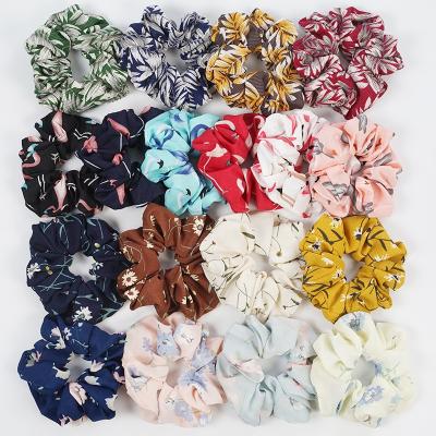 China Satin Scrunchies Wholesale Custom Printing Satin Silk Cotton Stain Design Hair Scrunchies F28 for sale