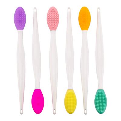 China Reusable Silicone Exfoliating Lip Brush Double Sided Soft Beauty Cleansing Tool For Smoother Skin And Lip Assorted Colors for sale