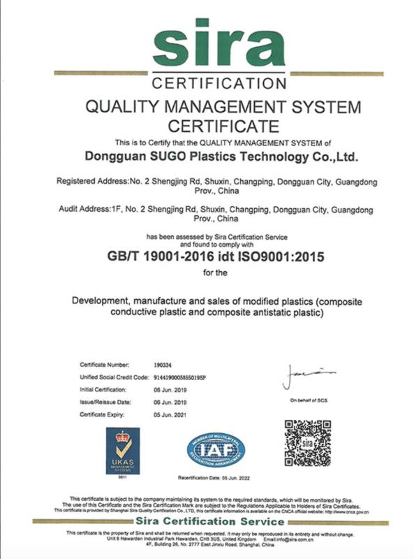 ISO9001:2015 - Dongguan SUGO Plastics Technology Co., Ltd.