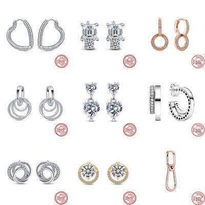 China 2022 New Arrival 925 Sterling Silver Women Cute Flower Love Stud Earrings for pandoraer Earring Silver Zircon Jewelry for sale