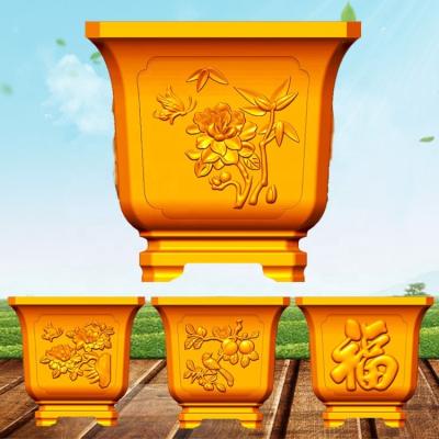 China Simple Design ABS Bonsai Decoration Flower Classical Chinese Durable Plastic DIY Pot Urn Contemporary Gardening Concrete Mold 40cm/15.7in for sale