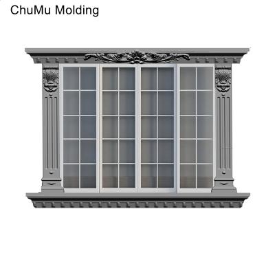 China 15cm/5.91in Square Column Window Ornament Mold Sill Mold House Exterior Wall Decoration Building Villa Postmodern Plastic Border Frame for sale