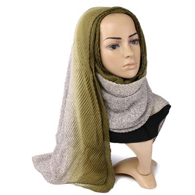 China Wholesale cotton feeling soft smooth and new twill wrinkle scarf canvas ladies fold warm gradient bib shawl scarf for sale