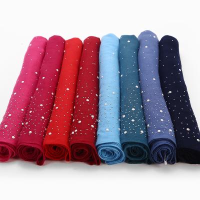 China Winter European American scarf with diamond plain cotton shimmer hijab scarf cotton hijab with stone for women for sale