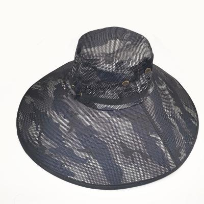 China Summer Striped Sun Hat For Women Men Sun Protection Wide Brim Bucket Hat Waterproof Breathable Packable Boonie Custom Hat For Fishing for sale