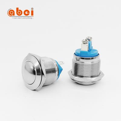 China ABEI 19mm Momentary Waterproof Push Button Switch Brass Nickel Plated Metal Electric Dome Door Switches On-Off for sale