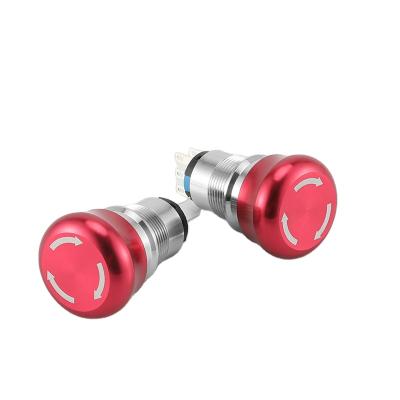 China spdt 2no2nc industrial metal control ABEI 19mm mushroom push button emergency stop waterproof switch on for sale