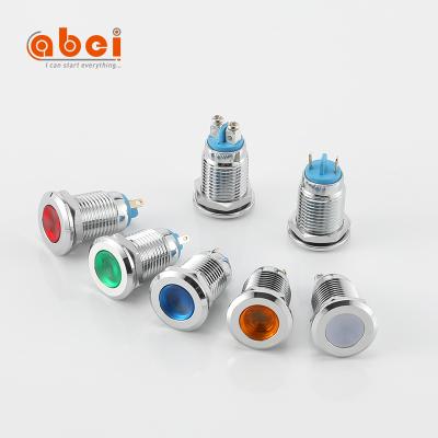 China ABEI 12mm Brass Signal / Lamp Dc24v IP67 Changeable Waterproof Metal Led Indicator Light for sale