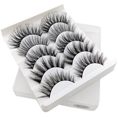 China Delicate 3D 5 Pairs False Eyelashes Add Glue Artificial Fiber Eyelash Western Style for sale