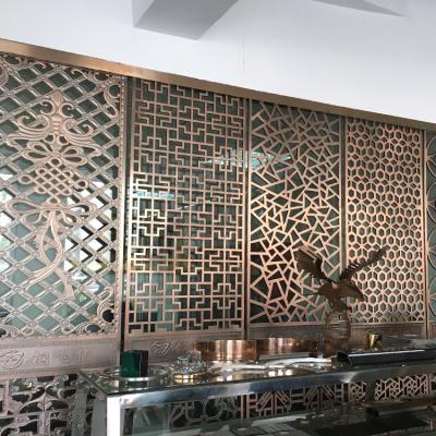 China Rose Gold Matte Glossy Stainless Steel Decorative Screen Cut Partition Screen Panel Easily Assembled Metal for sale